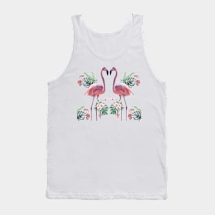 Tropical Flamingos Standing Watercolour Edit Tank Top